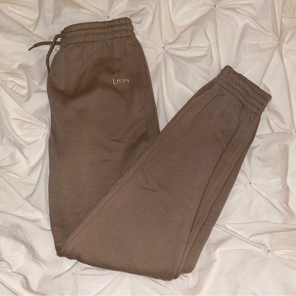 H&M “love” JOGGERS in TAUPE BROWN - Picture 2 of 5